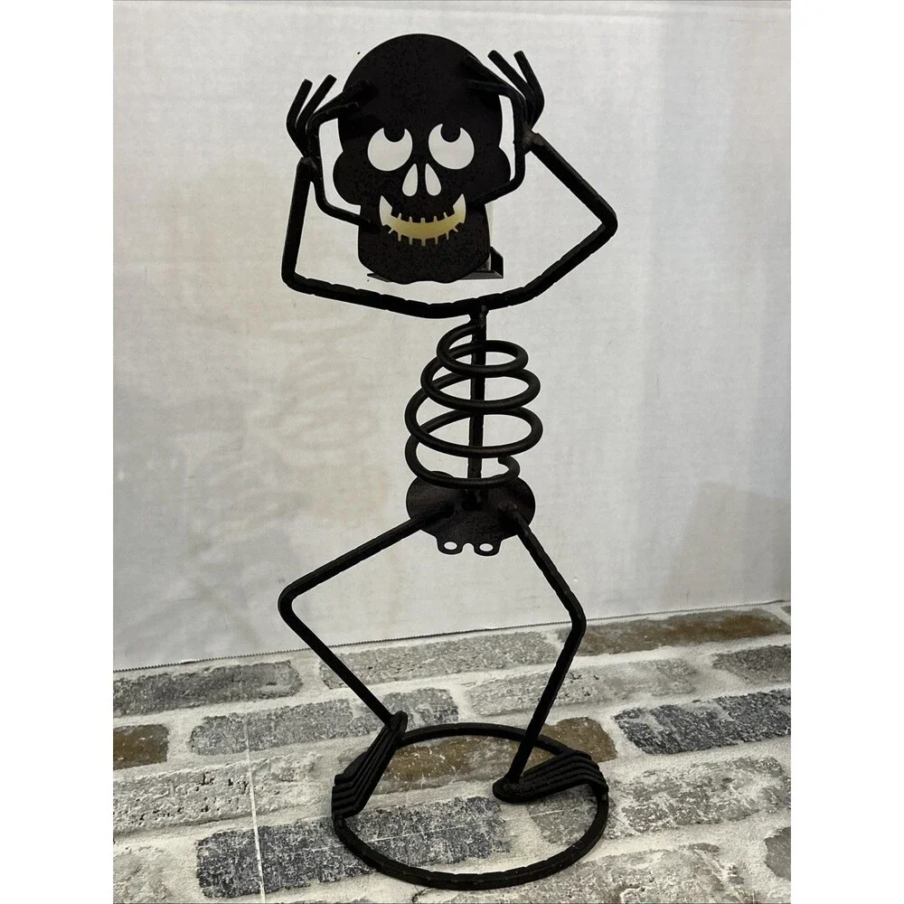 Partylite Mr. Bones Skeleton Halloween Wrought Iron Tealight Candle Holder 15” H